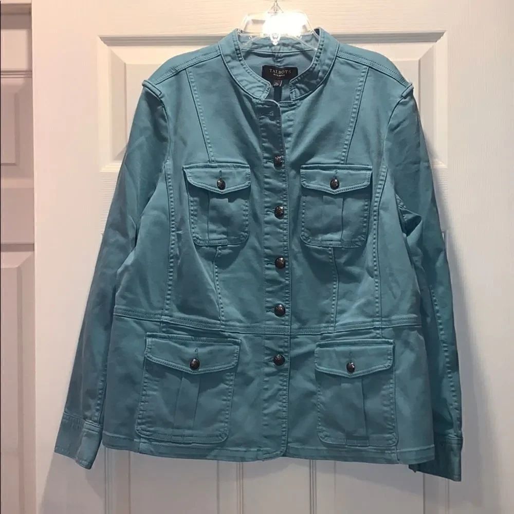 Talbots Band Collar Military Style Jacket - Picture 3 of 6